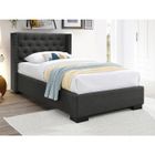 VENTE-UNIQUE Lit 90 x 200 cm avec tête de lit capitonnée - Tissu - Gris + Matelas - MASSIMO II