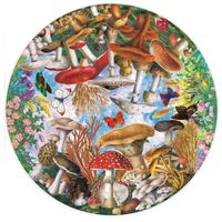 Puzzle Rond 500 Pièces - Eeboo - Champignons et Papillons - Age 10 ans - 500-750 pièces