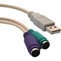 INECK® USB Mâle A Vers PS-2 Femelle Câble Adaptateur Convertisseur, pour Souris et Clavier avec Interface PS2