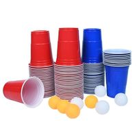 Aufun Beer Pong Cups Party Cups Set 200 Beer Pong Cups + 20 Boules Gobelets en plastique Rouge et Bleu Party Cups Set