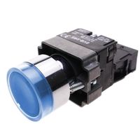 CableMarkt - Bouton poussoir métallique momentané avec fonctionnement 1NC 400 V 10 A avec lumière LED de couleur bleue de 22 mm