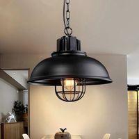 IDEGU Retro Lustre Industrielle Salon Noir Lampe Luminaire Vintage en Fer Forge Style Edison pour Salon Chambre