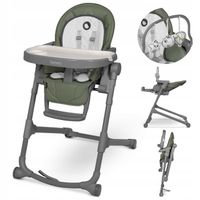LIONELO Cora Plus - Chaise haute avec fonction transat - 2en1 - Pliable - Mobilité garantie grâce à 4 roulettes - 0–36 mois - Olive