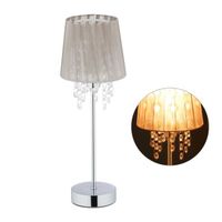 Relaxdays Lampe de table cristal, Abat-jour en organza, pied rond, veilleuse, HxD 41 x 14,5 cm, gris/argenté