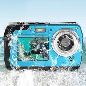 CAMÉSCOPE NUMÉRIQUE Bleu - Caméra sous marine étanche 2.7K 48mp, double écran TFT, appareil photo numérique avec lampe de poche