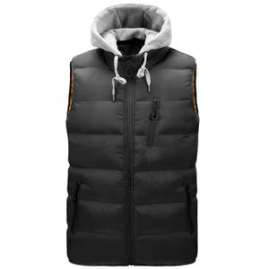 DOUDOUNE Doudoune Homme,Sans Manche Doudoune avec Capuche avec Zippé,Veste Poches Multiples en Duvet Chaud en Automne et Hiver-Noir