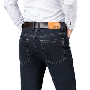JEANS Pantalon en Jeans Homme Coupe Droite Grand Taille Jean Stretch Business 5 Poches Taille Haute Effet Délavé