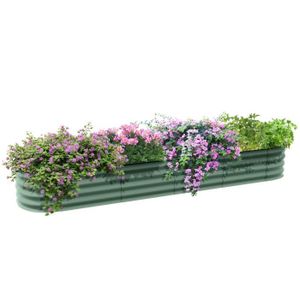 CARRÉ POTAGER - TABLE Carré potager de jardin en tôle d'acier ondulée vert - OUTSUNNY - Modulable - 240L x 62l x 30H cm