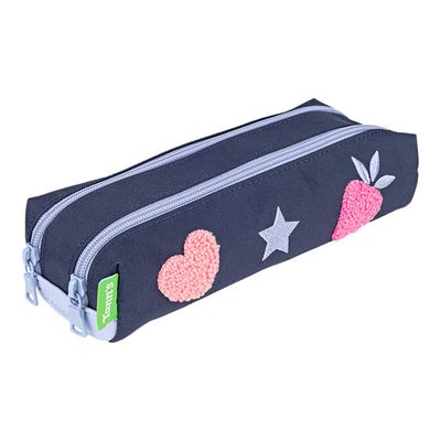 Trousse Tann's Antonia Bleu Fille - Motif Fleuri Avec Pompons - Éco-Responsable