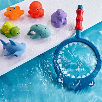 Jouet De Bain Bébé 8 Pièces – Filet De Pêche, Animaux Flottants, Sac De Rangement – Dès 1 An