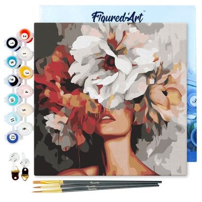 Kit Peinture Par Numéros Pour Adultes - 4 Toiles Fleurs 20x30 Cm Avec Cadre - Peinture Acrylique, Pinceaux