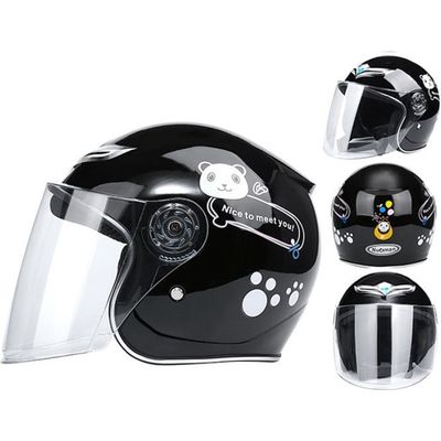 Casque de Scooter Protection Enfant Casque de Moto de Dessin Animé Pratique et Confortable - Noir-Noir