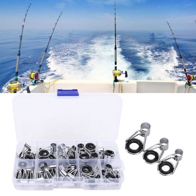 Lot De 7 Anneaux Guides Canne à Pêche Inox/Céramique – Kit Réparation Tailles 6# à 20#