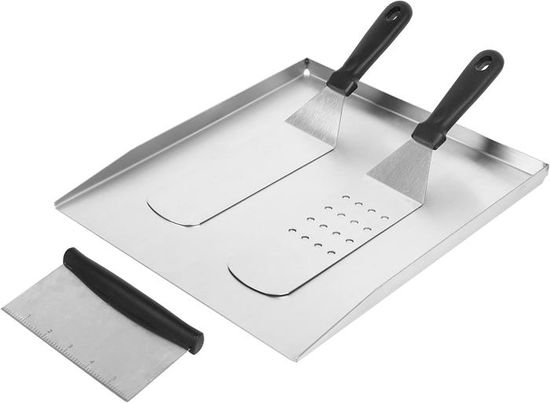 Plaque Cuisson Barbecue Plaque De Cuisson Inox CAVATINY 40x30cm - Pour Barbecue Weber - Plancha Avec Spatule Et Grattoir Plancha Electrique Exterieur