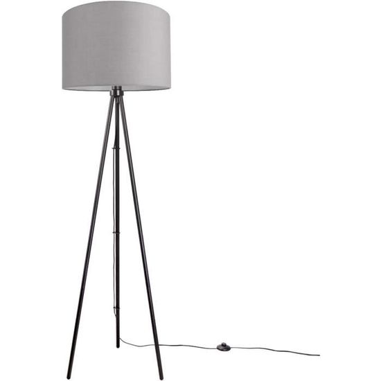 Lampadaire Moderne Hofstein - Pied Luminaire Nickel/Satiné/Blanc - Métal
