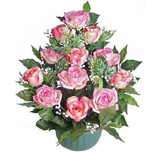 Roselynexpress Composition De Fleurs Artificielles, Lesté Ciment Pour Une Très Bonne Tenue à L