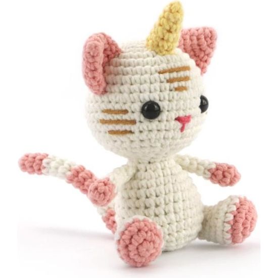 Kit crochet chat-licorne 15 cm - Multicolore - Peluche en crochet pour enfant