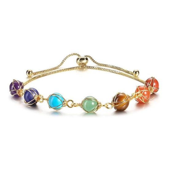 Bracelet Art Déco Ancien - Doré Avec Pierres Semi-précieuses - Occasion