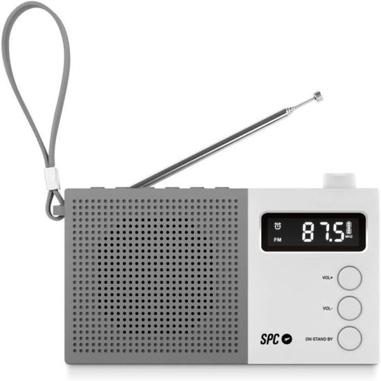 Radio Numérique Portable SPC Jetty Max - Batterie Rechargeable, Mémoire 50 Stations FM, Écran LCD, Jack 3,5 Mm - Blanc