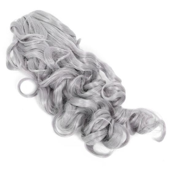 Postiche Queue De Cheval Bouclée Synthétique Blanche 40 Cm - Neuf Avec étiquettes, Fixation Par Pince Crabe