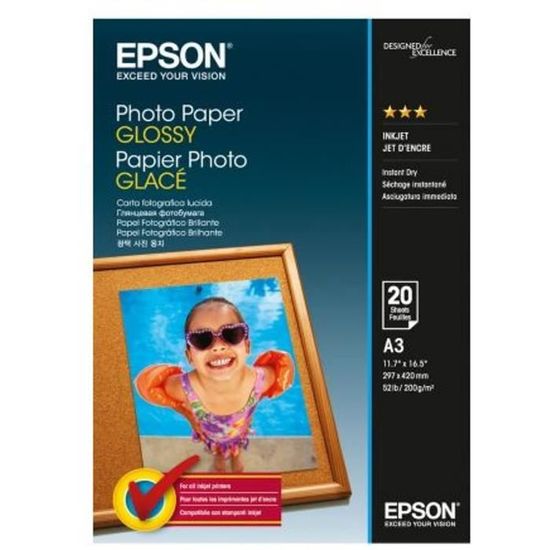 Papier Photo brillant - EPSON - A3 - 20 feuilles