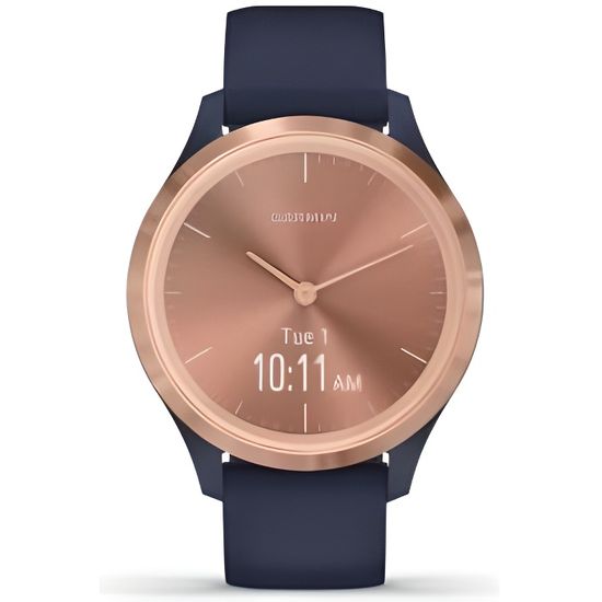 Garmin vivomove 3S - Montre connectée avec aiguilles mécaniques et écran tactile- Rose Gold Blue.