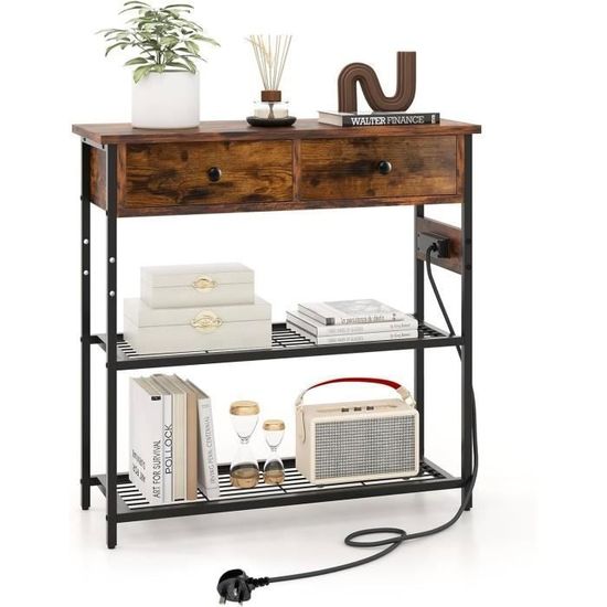 GIANTEX Console Meuble Entrée avec 2 Tiroirs et Station de Chargement ...