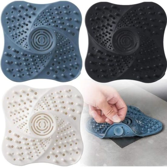 3 Pièces Filtre Cheveux Douche Attrape Filtre de Drain de Baignoire avec Ventouse Pour Salle de