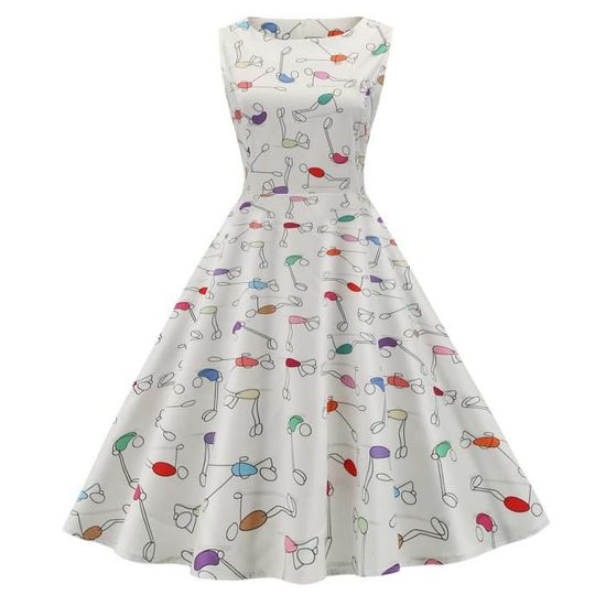 Robe Trapèze Vintage Sans Manches À Col Rond Et La Mode Pour Femmes