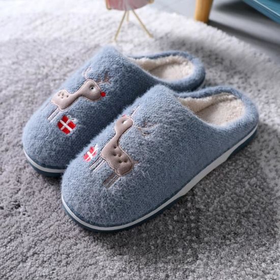 WINZYU Chaussons Femme Hommes Hiver Pantoufles Peluche Chaud