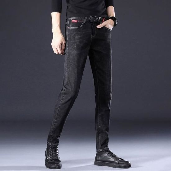 Jean Slim Doublé Polaire Homme JEShifangjiusu - Pantalon Chaud Épais Hiver