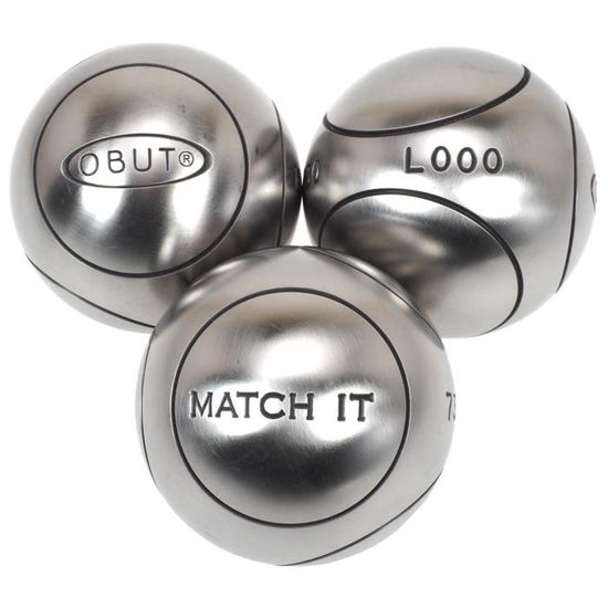 Boules de pétanque Match IT Inox 73mm 1 strie - Obut - 710g