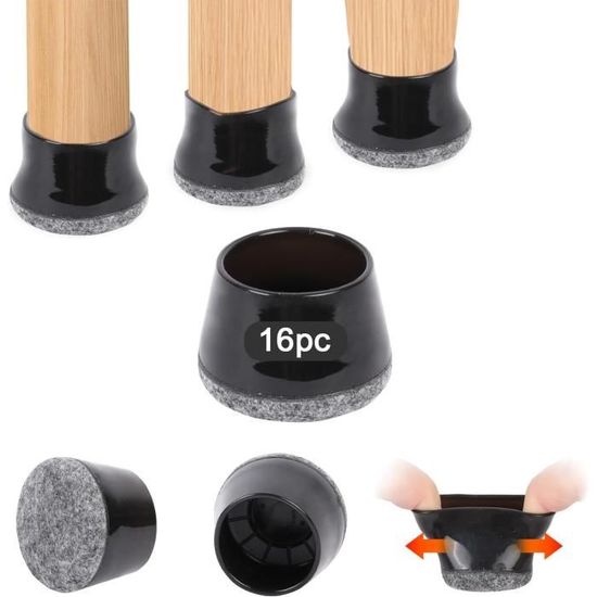 Lot De 4 Embouts Ronds 22mm Pour Pieds De Chaise - Bouchons Noirs PVC Enveloppants