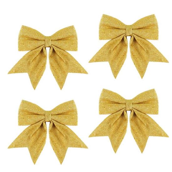 12 Nœuds De Noël Argentés 15x15 Cm - Décoration Sapin, Cadeaux, Mariage - En Tissu Non Tissé Pailleté - 6