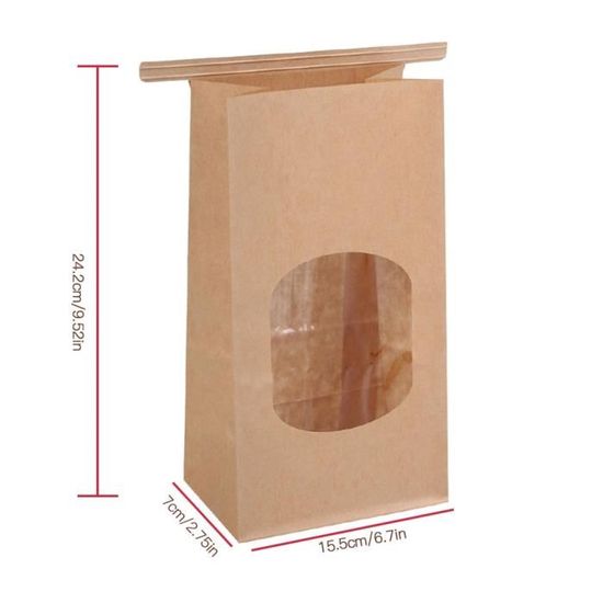Sacs Cadeau Kraft à Vin CREASTYL - Lot De 10 Avec Fenêtre, Pour 3 Bouteilles - Écru, Élégant