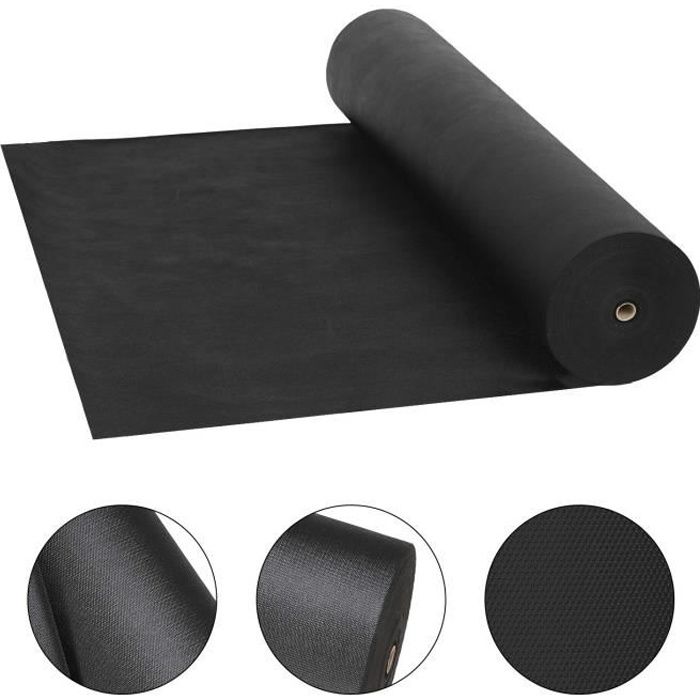 2mx5m 150g/m² Toile Anti-Mauvaises Herbes noir,10 piquets