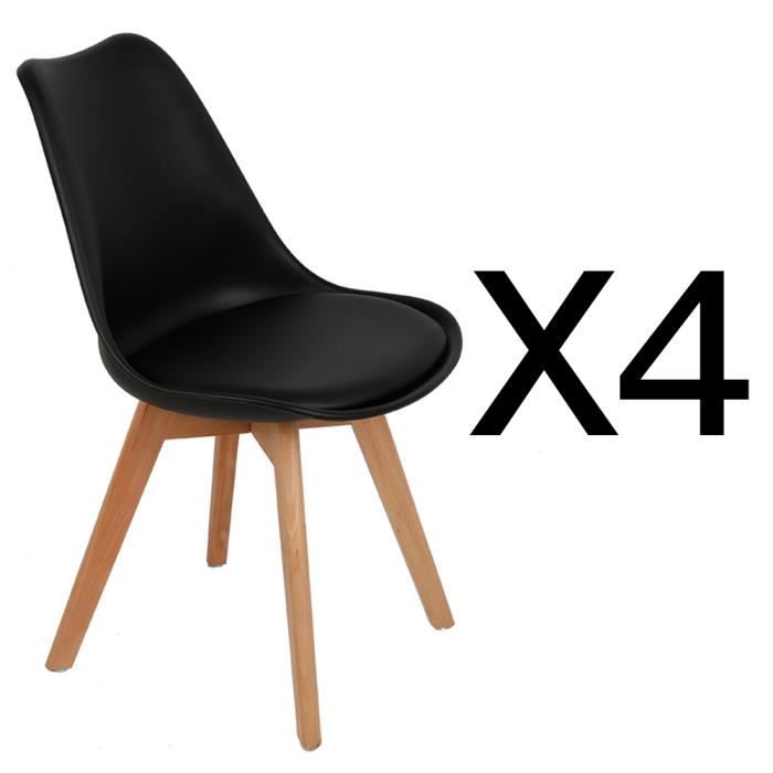 YOULUOSS Chaises Salle à Manger Scandinaves Lot de 4 ,Noir avec Pieds en Bois Massif, Hêtre, Design Nordique