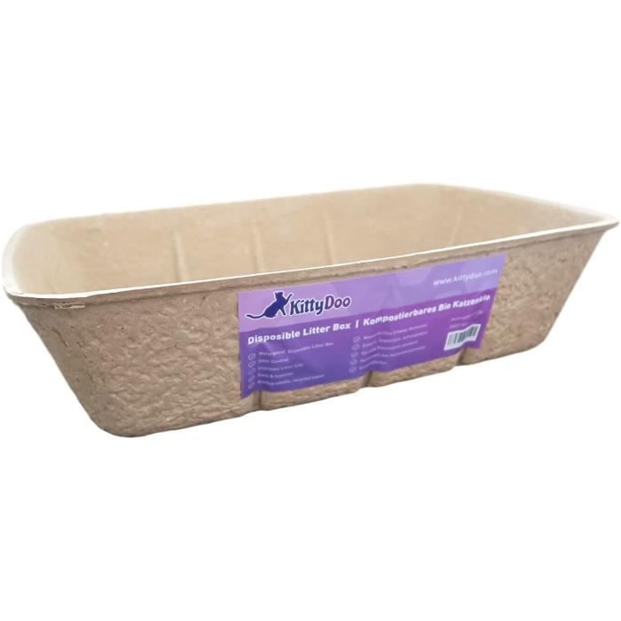 KittyDoo Bac à Litière pour Chat Bac Litière Jetable pour Chat - Litière Hygiénique, Robuste et Recyclable - Adapté pour Les Chatons