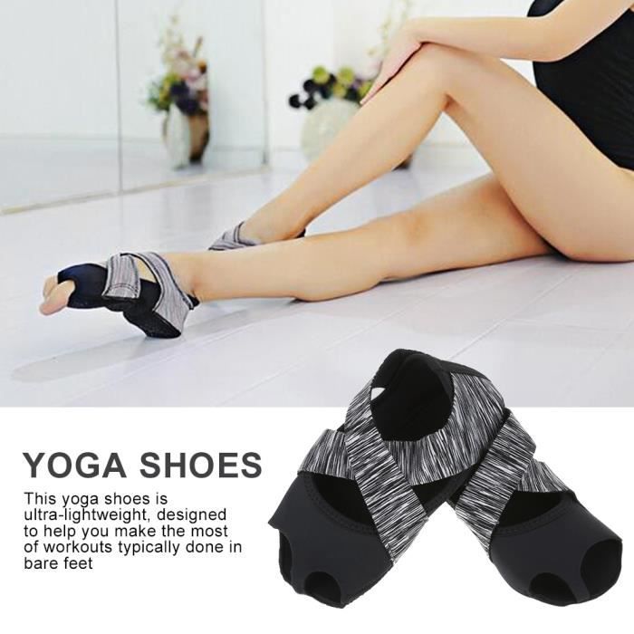 WIPES Chaussure de yoga Femmes Yoga antidérapantes Pilates Barre Soft Wrap Dance Training Gris (S 35-36)