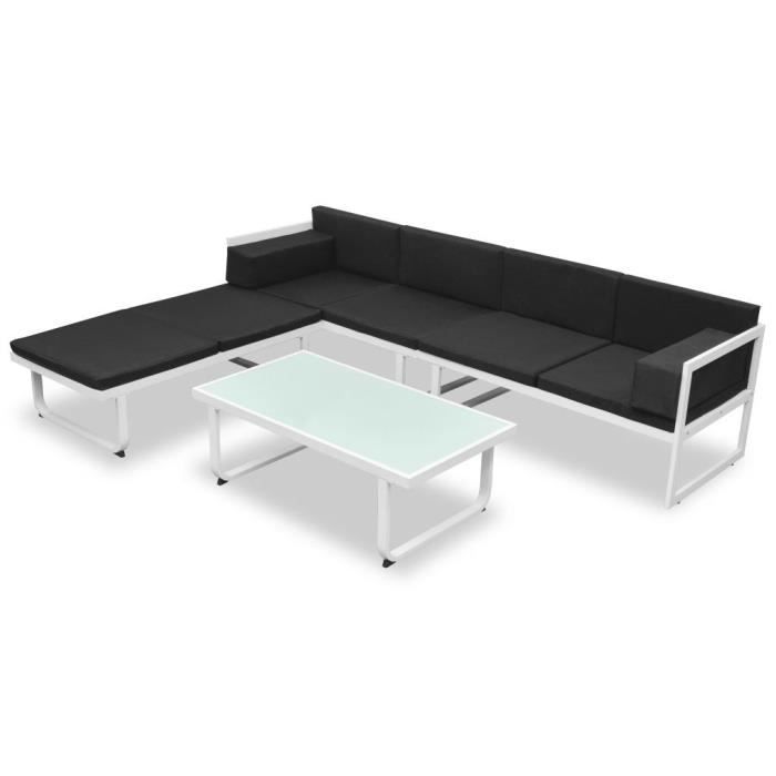 Magnifique Ensemble de canapes de jardin 13 pcs Textilene Noir et blanc