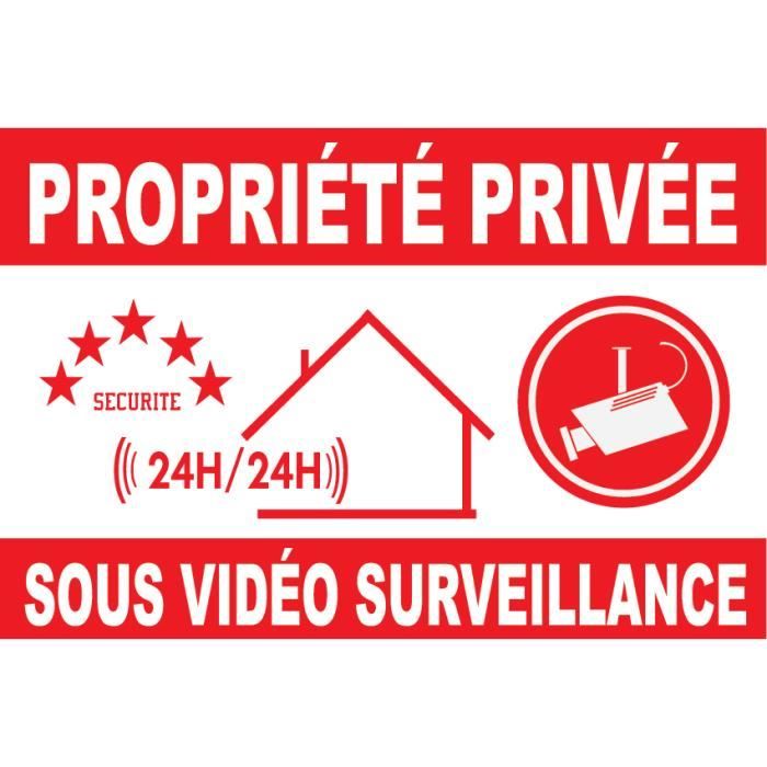 Panneau pvc de dissuasion -propriéte privée sous vidéo surveillance- 160x100mm