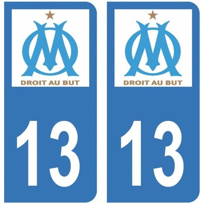 Autocollants Stickers plaque immatriculation voiture auto 13 Club OM Olympique de Marseille Foot Bleu