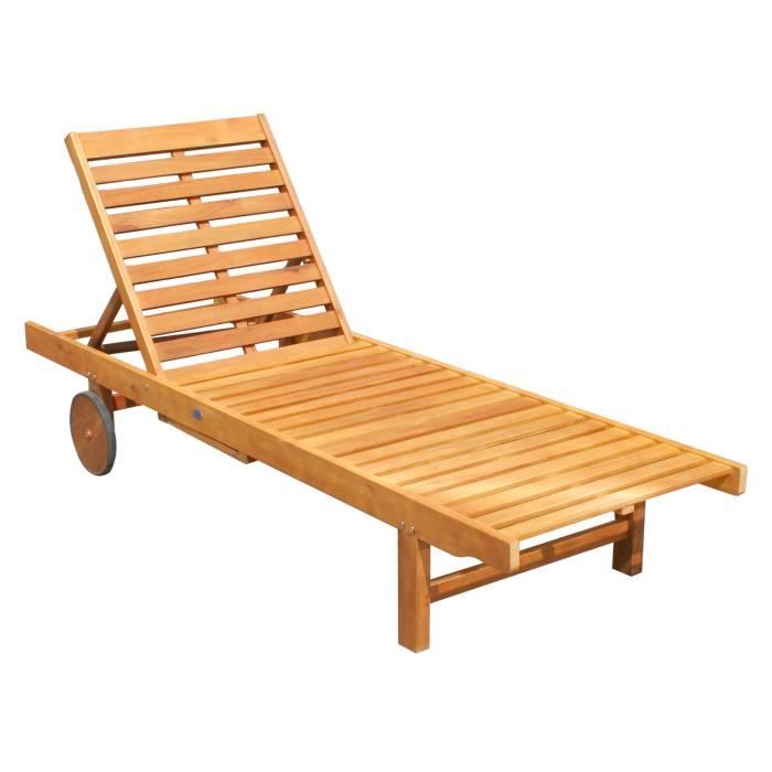 Bain de soleil/transat en bois balau - pour patio et jardin