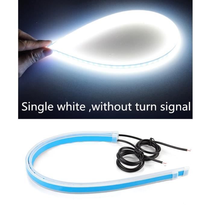 single white 45cm -OKEEN Flexible DRL 30 45 60cm feux de jour Flexible Tube souple Guide bande LED pour voiture blanc clignotant jau