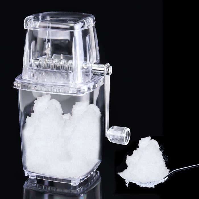 Portable Machine Broyeur à Glace Pilée Granité - Broyage Manuel - ABS Plastique - Transparent