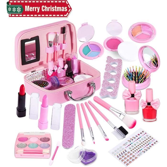 Maquillage Enfant Jouet Filles -Lavable Malette Maquillage Jouet pour Enfant-Coffret Maquillage Petites Filles-Cadeau pour 3 a 8 Ans