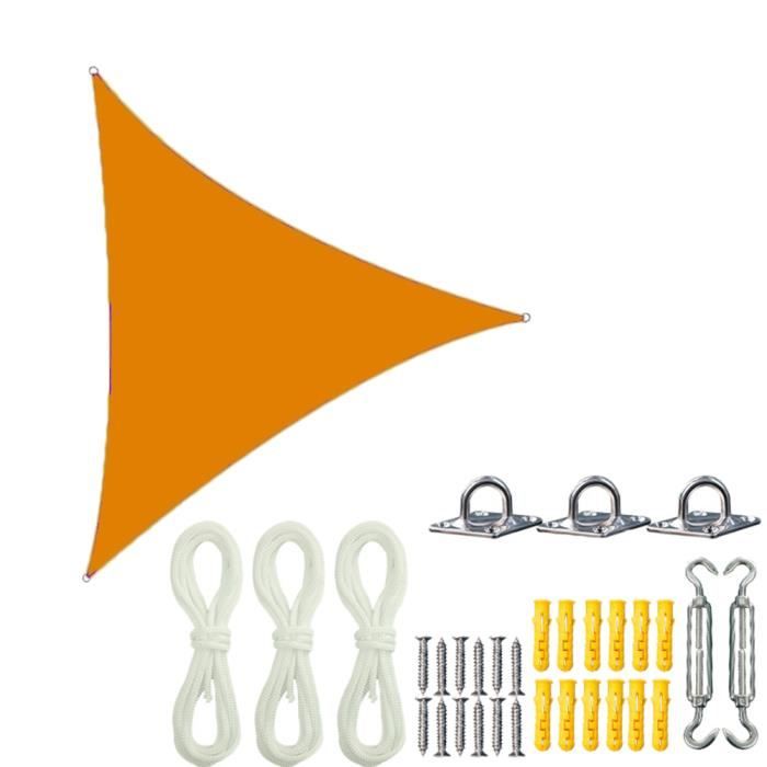 Voile d'Ombrage - Tissus Déperlant - Protection Solaire Et UV,Avec Corde Libre Et Kit de Montage,Orange 2,3x3x3M