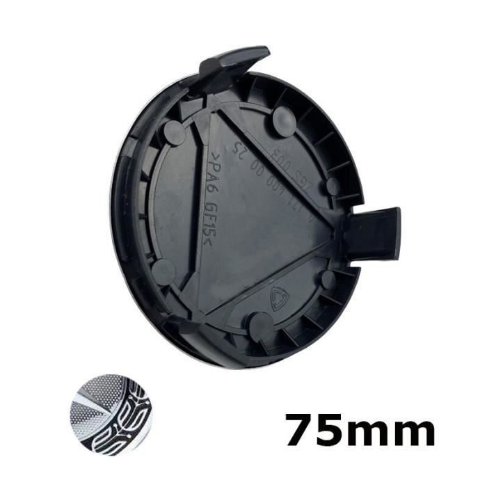 Moyeux de roue,Centre de roue de voiture avec Logo, 75mm, 3 broches, 20 pièces-lot, cache-moyeu, emblème, pour - Type Black
