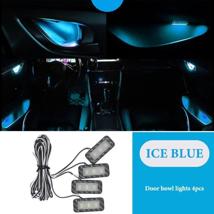 Style de couleur bleu de glace B LUMIÈRE AMBIANTE LED pour L'INTÉRIEUR DE LA VOIture, 4 Pièces, LUMIÈRE POUR