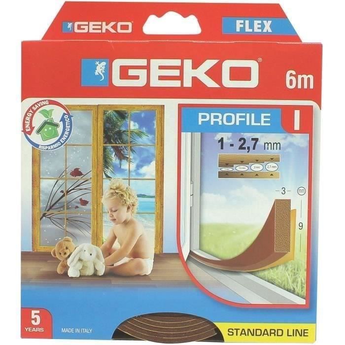 GEKO Joint adhésif mousse PVC - 9 mm x 3 mm x 6 m - Marron